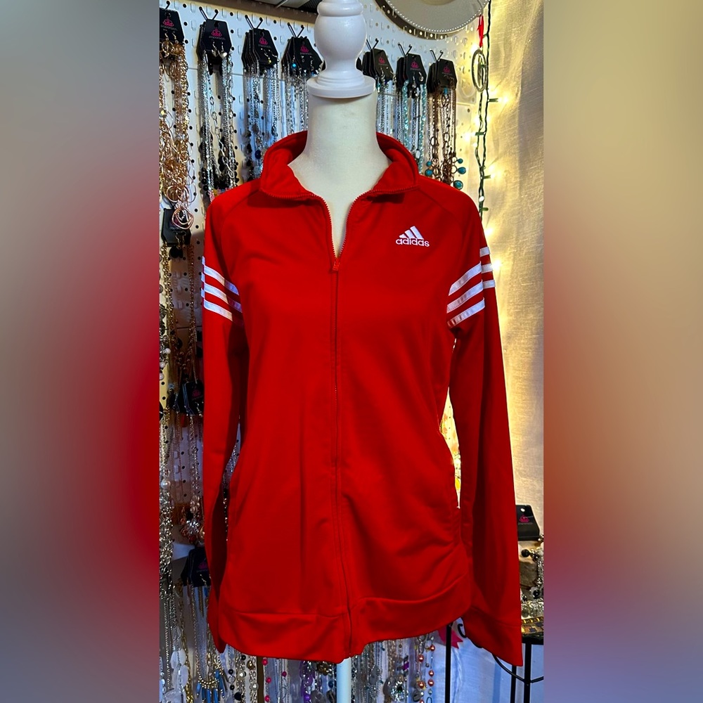 👻3 for $40👻Red & White Adidas Zip Up Jacket Youth XL 18/20